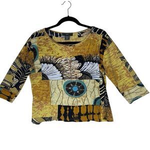 Vintage Y2K Alexandria Pierce Beaded/Sequined 3/4 Slv T Shirt Sz M Art to Wear